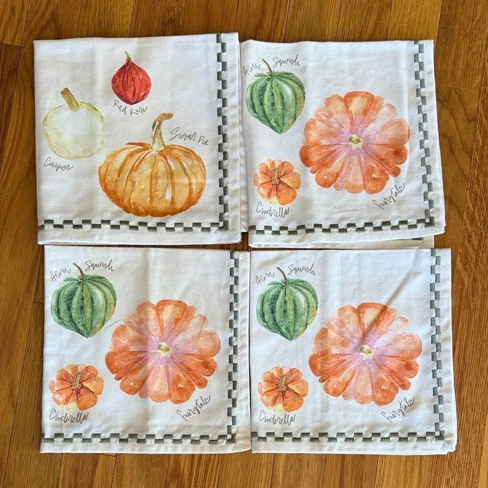 Anthropologie Types of Pumpkins Napkins, Set of 4